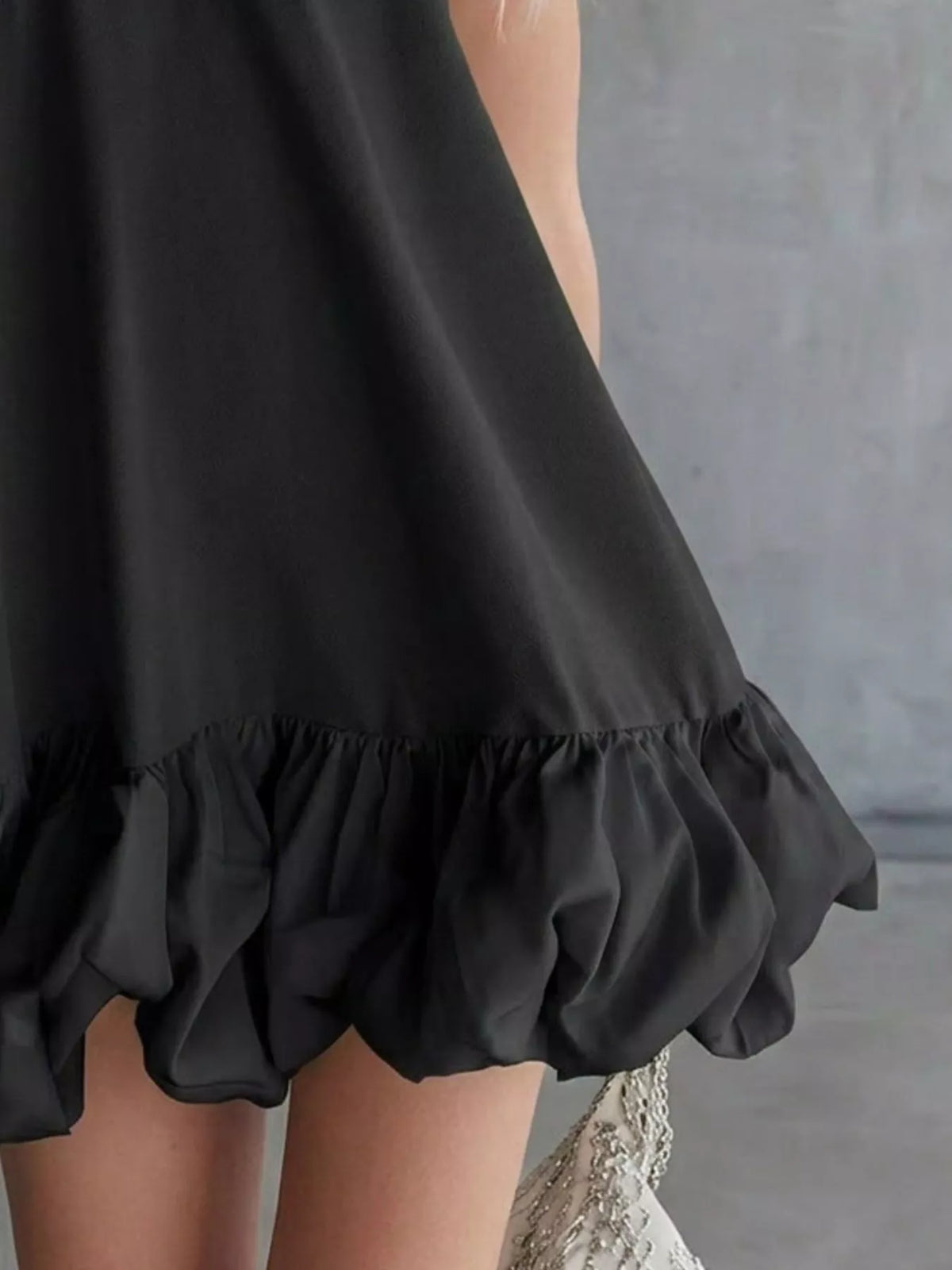 Full Size V-Neck Bubble Hem Mini Dress Plus Size